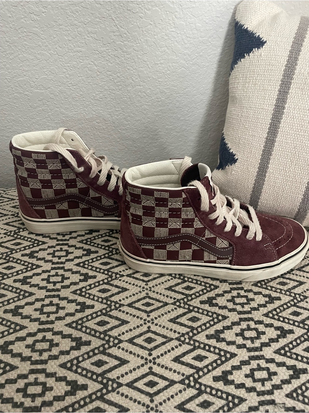 Vans Sk8-Hi Stitch Checkerboard Bitter Chocolate Men's Size 6.5 Skate Shoes